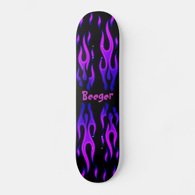Skateboard (comp) - Blue & Purple Flames (Front)