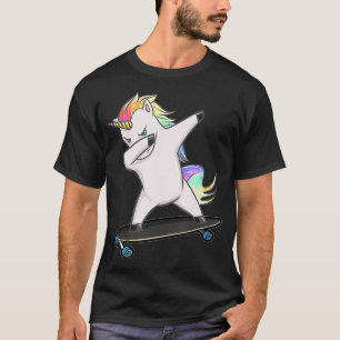 Skateboard Dabbing Unicorn Women Men Kids gift T-Shirt