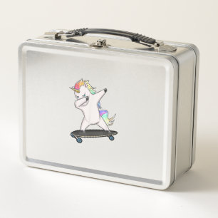 Skateboard Dabbing Unicorn Women Men Kids T-Shirt  Metal Lunch Box