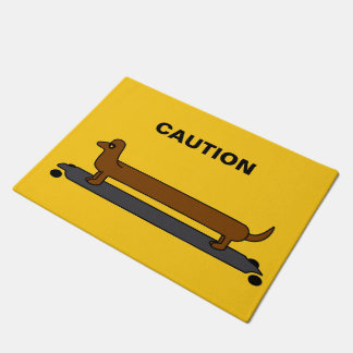 Skateboard dachshund dog door mat