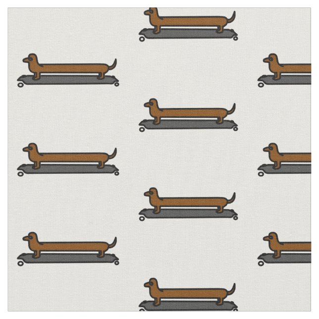 Skateboard Dachshund dog fabric (Close Up)