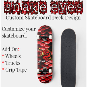 Skateboard Deck   Red Snake Skin   Rattle Snake