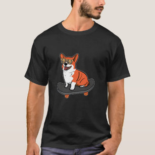 Skateboard Dog Corgi Sunglasses Skater Puppy T-Shirt