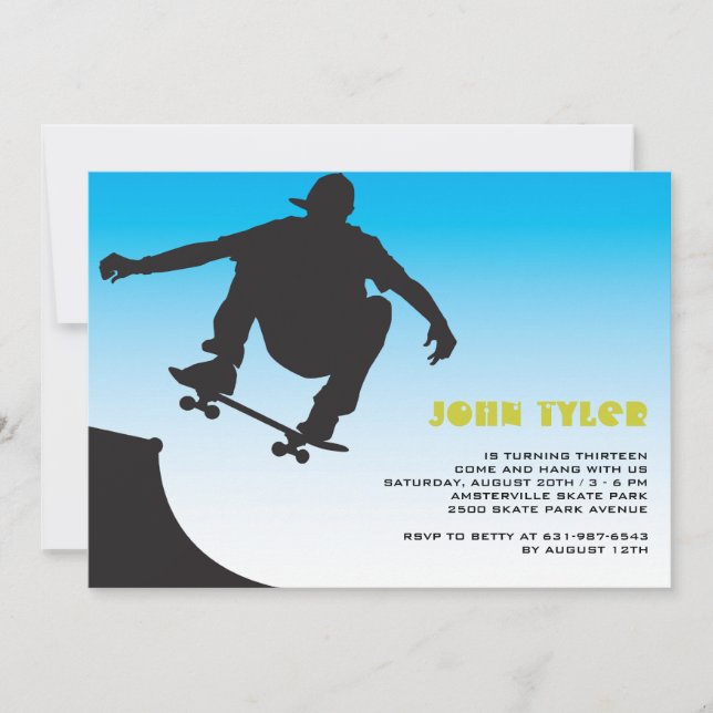 Skateboard Dude Invitation (Front)