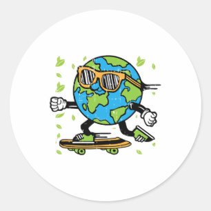 Skateboard Earth Day Environmental Nature Environm Classic Round Sticker