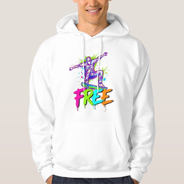 Skateboard Freedom Hooded Sweatshirt (Front)