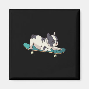 Skateboard French Bulldog Skateboarding Dog Magnet