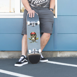 Skateboard fun Jolly Roger Skull  Cross Swords