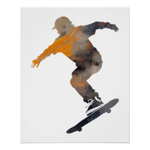 Skateboard Game Sport Challenge Illustration Pop Poster