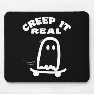 Skateboard Ghost Halloween Costume Funny Ghost Ska Mouse Pad