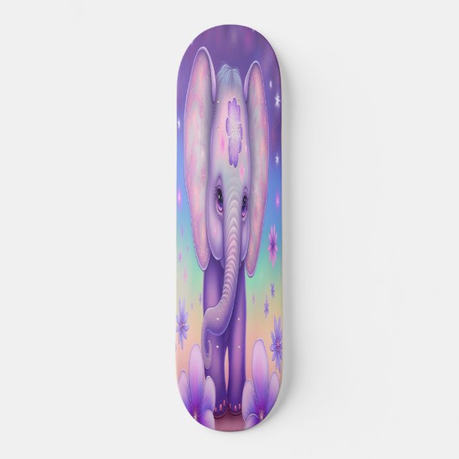 Skateboard Girly baby purple elephant  (Front)