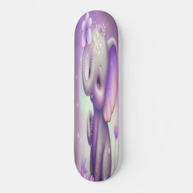 Skateboard Girly beautiful baby purple elephant  (Front)