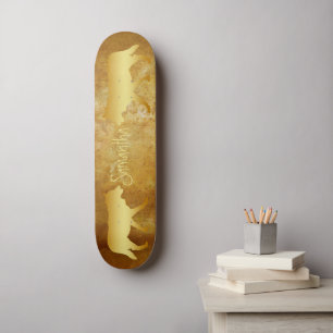 Skateboard Gold wolves personalised