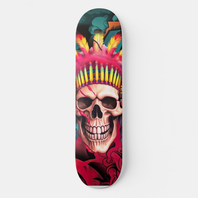 Skateboard Graffiti native american skull (Front)