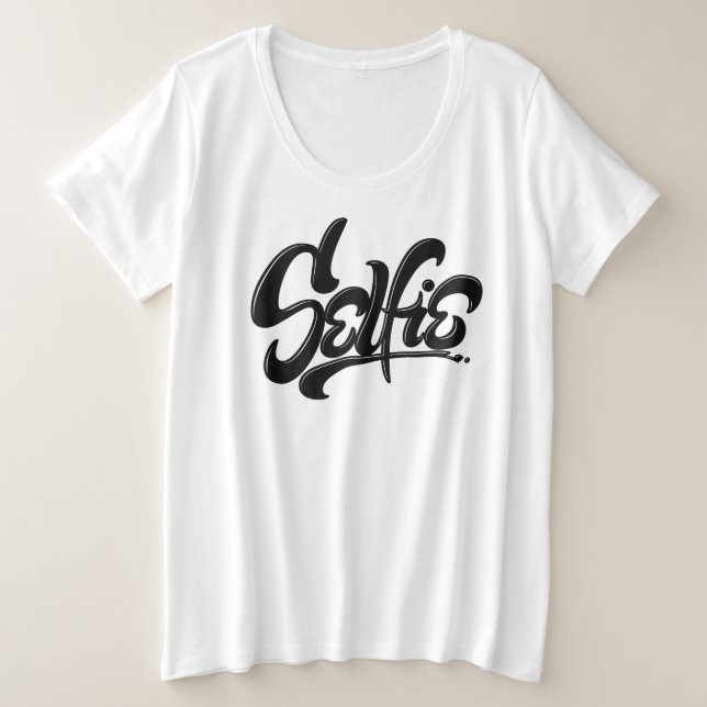 Skateboard Graffiti Selfie Street Art Lettering Plus Size T-Shirt (Design Front)