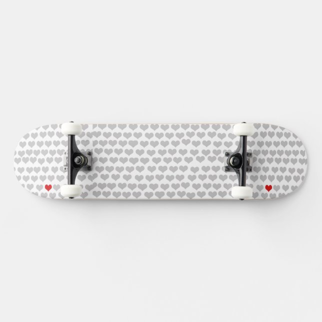 Skateboard - Grey Hearts Red Heart (Horz)