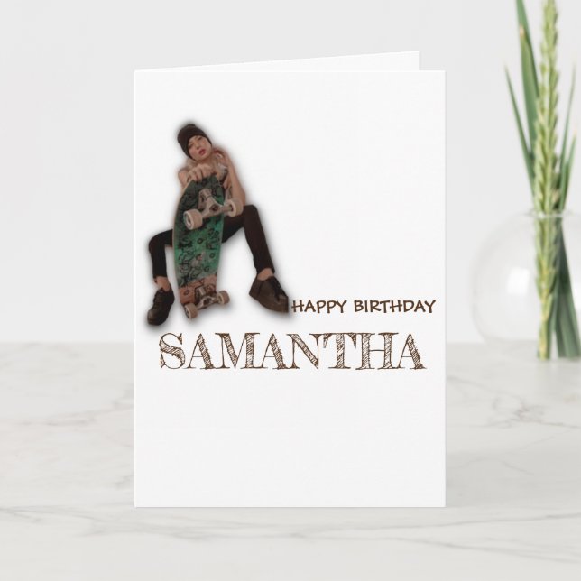 SKATEBOARD HAPPY BIRTHDAY Girl Card (Front)