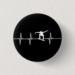 Skateboard Heartbeat 3 Cm Round Badge