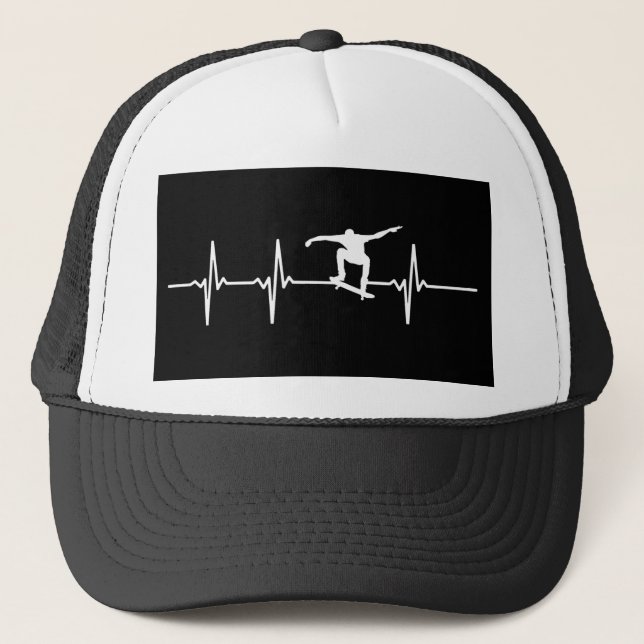 Skateboard Heartbeat  Trucker Hat (Front)