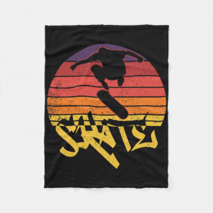 Skateboard I Don't Crash I Do Random Gravity Check Fleece Blanket