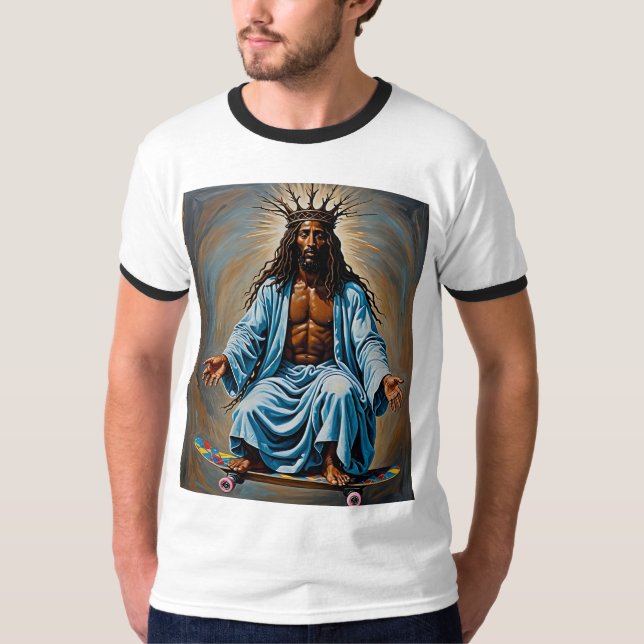 Skateboard Jesus Crowned King Streetwear Tee (Front)