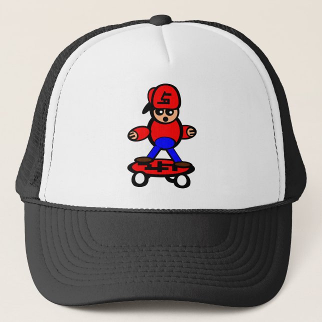 Skateboard Kid Trucker Hat (Front)