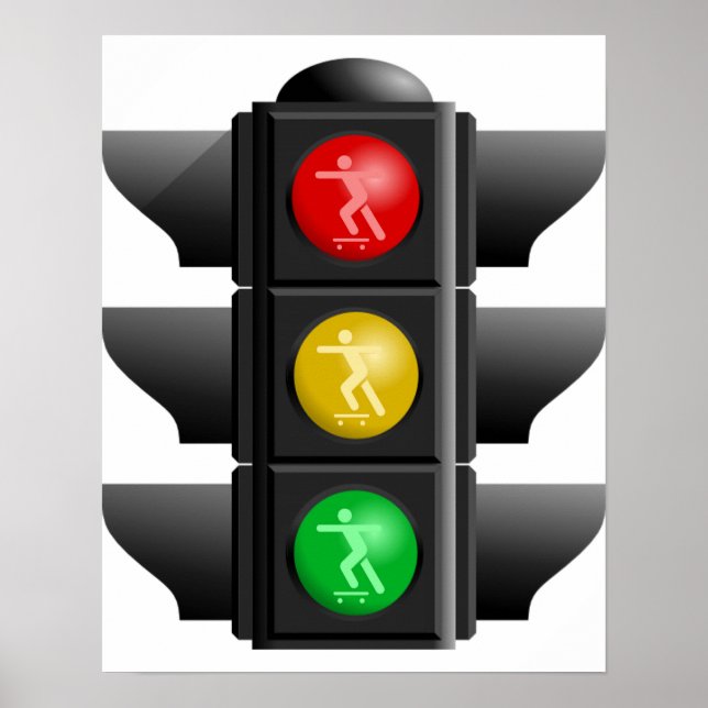 Skateboard Land Rec Traffic Signal Poster (Front)