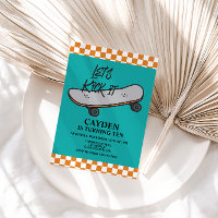 Skateboard Let's Kick It Birthday Invitation