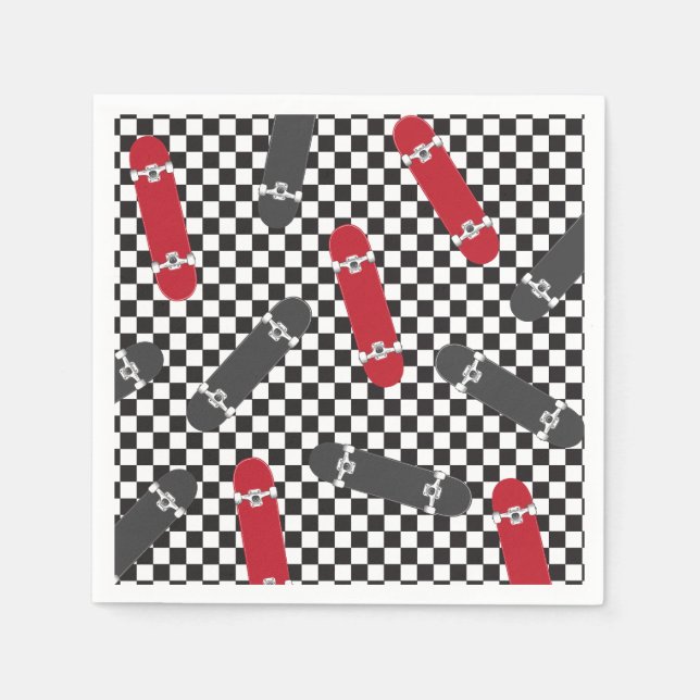 Skateboard Let's Kick It Birthday Napkin (Front)