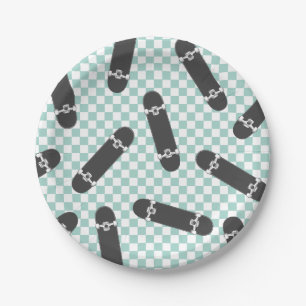 Skateboard Let's Kick It Birthday Paper Plate