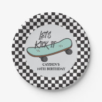 Skateboard Let's Kick It Birthday Paper Plates