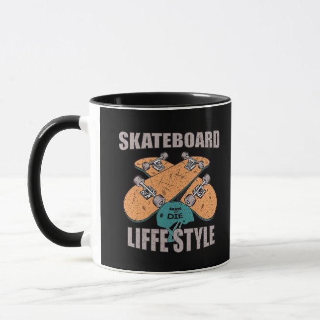 skateboard lifestyle retro skateboarding mug (Left)
