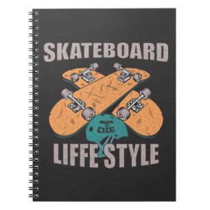skateboard lifestyle vintage skating lovers gift notebook