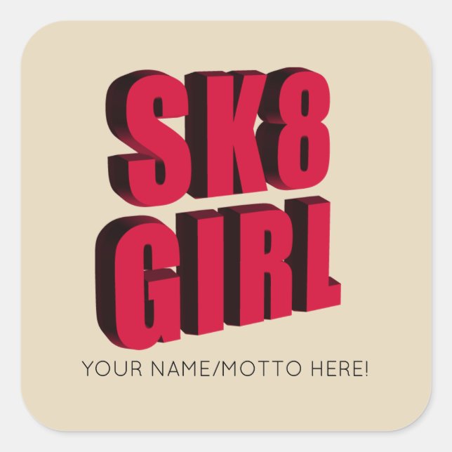 Skateboard Logo Square Sticker (Front)