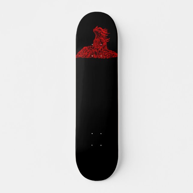 Skateboard mit Rote Drache am Felsen (Front)