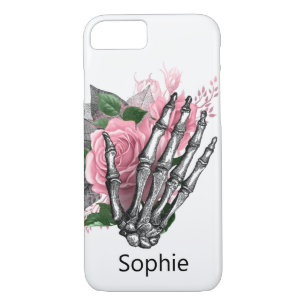 Skateboard Modern Dusty Pink Rose Skeleton Hand  Case-Mate iPhone Case