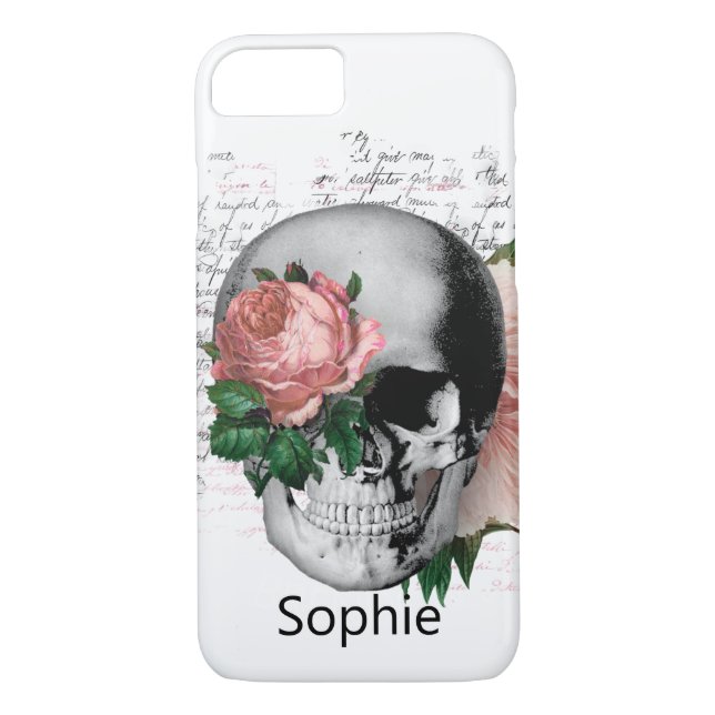 Skateboard Modern Dusty Pink Rose Skull    Case-Mate iPhone Case (Back)