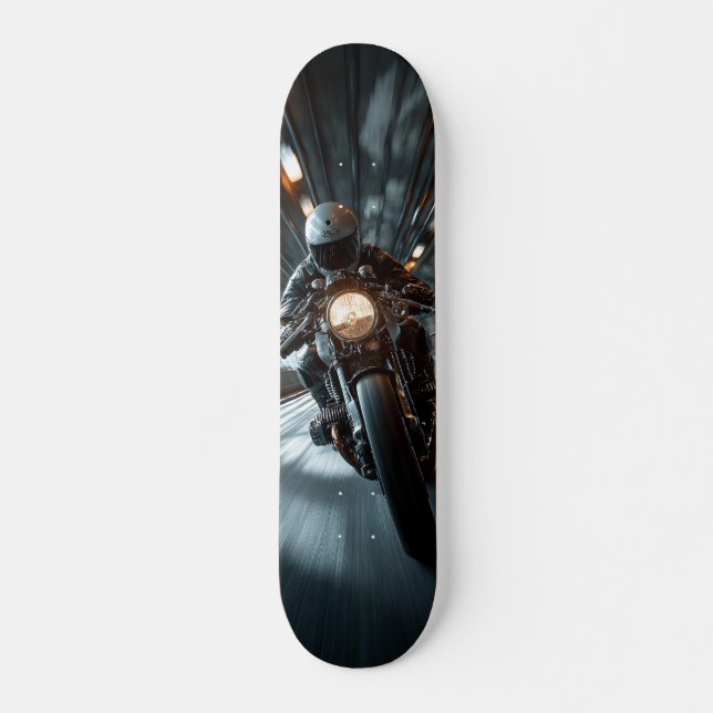 Skateboard Motorcyclist Riding in a Tunnel (Front)