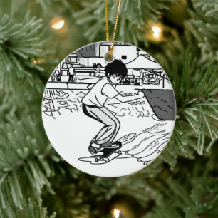 Skateboard Moves - Young Skateboarder Ceramic Tree Decoration