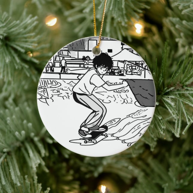 Skateboard Moves - Young Skateboarder Ceramic Tree Decoration (Tree)
