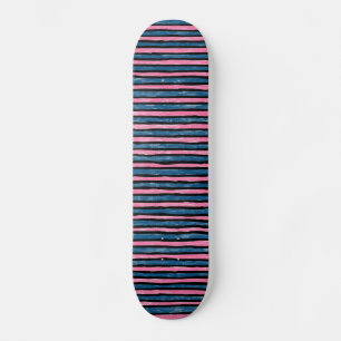 Skateboard, Painted Stripes, Blue and Pink Skateboard