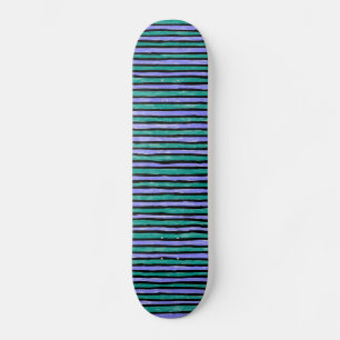 Skateboard, Painted Stripes, Teal and Blue Skateboard