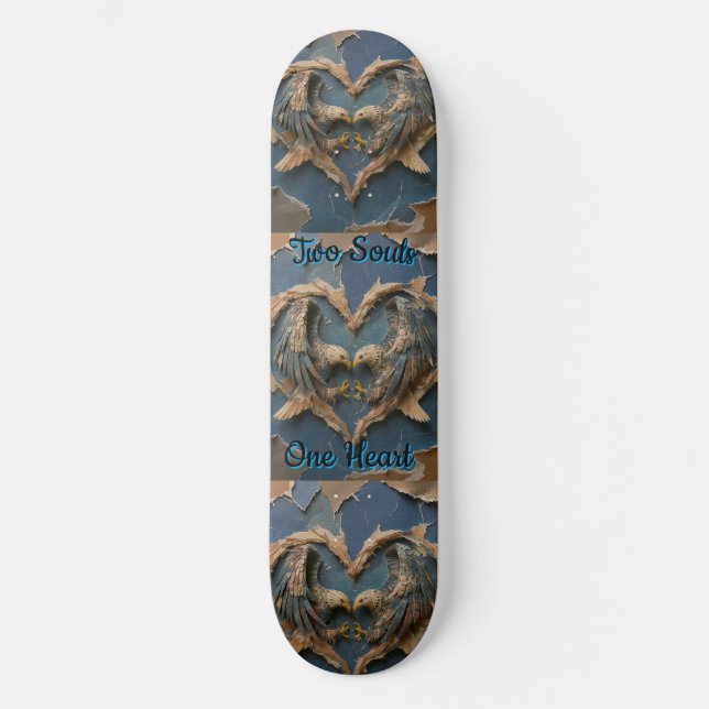 Skateboard Paper Cut Eagle Two Souls One Heart (Front)