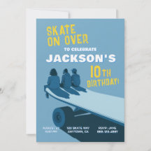 Skateboard Party Birthday Invitations