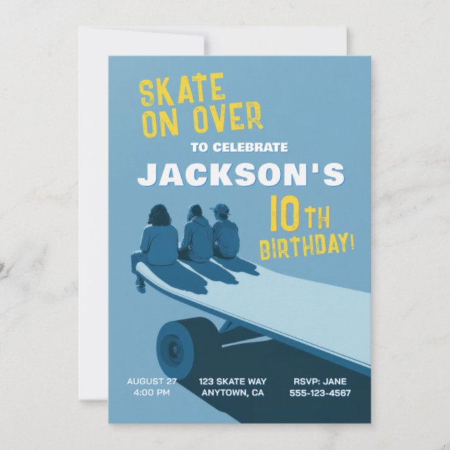 Skateboard Party Birthday Invitations (Front)