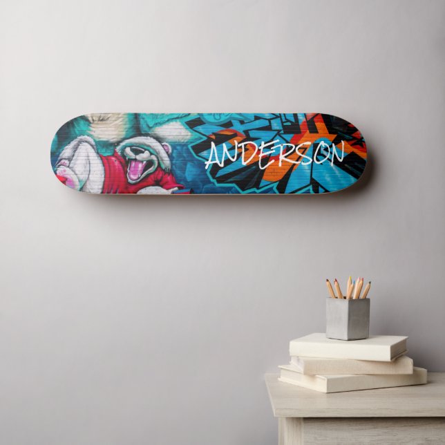 Skateboard Personalised Fun Polar Bear (Wall Art (Horz))