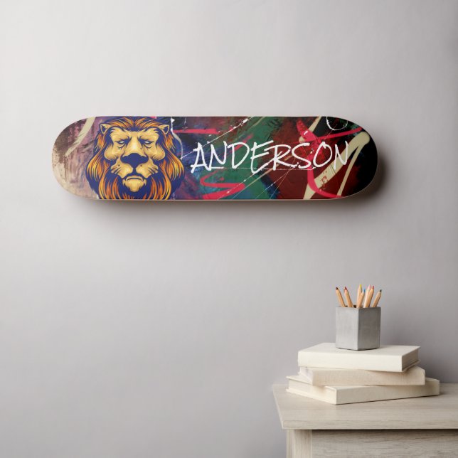 Skateboard Personalised Graffiti Lion (Wall Art (Horz))