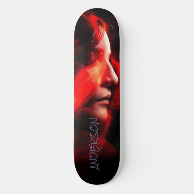 Skateboard Personalised Modern Black Orange lady (Front)