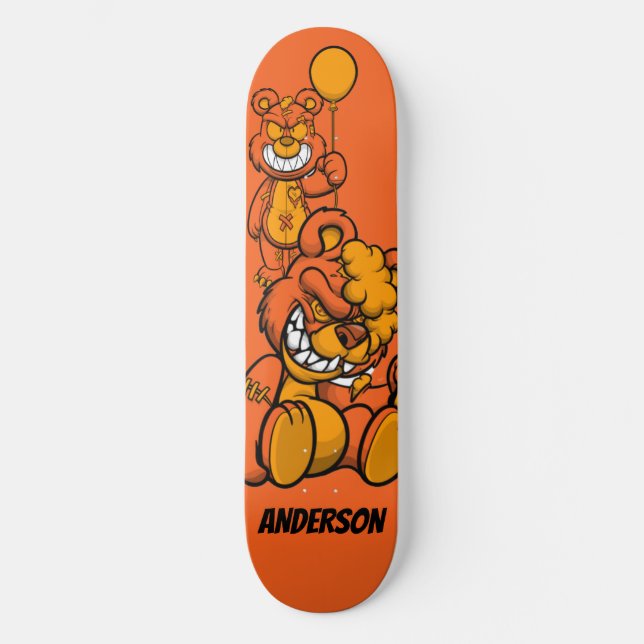 Skateboard Personalised Orange Teddies  (Front)