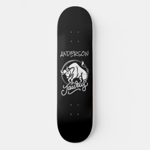 skateboard Personalised Zodiac Sign Bull Logo